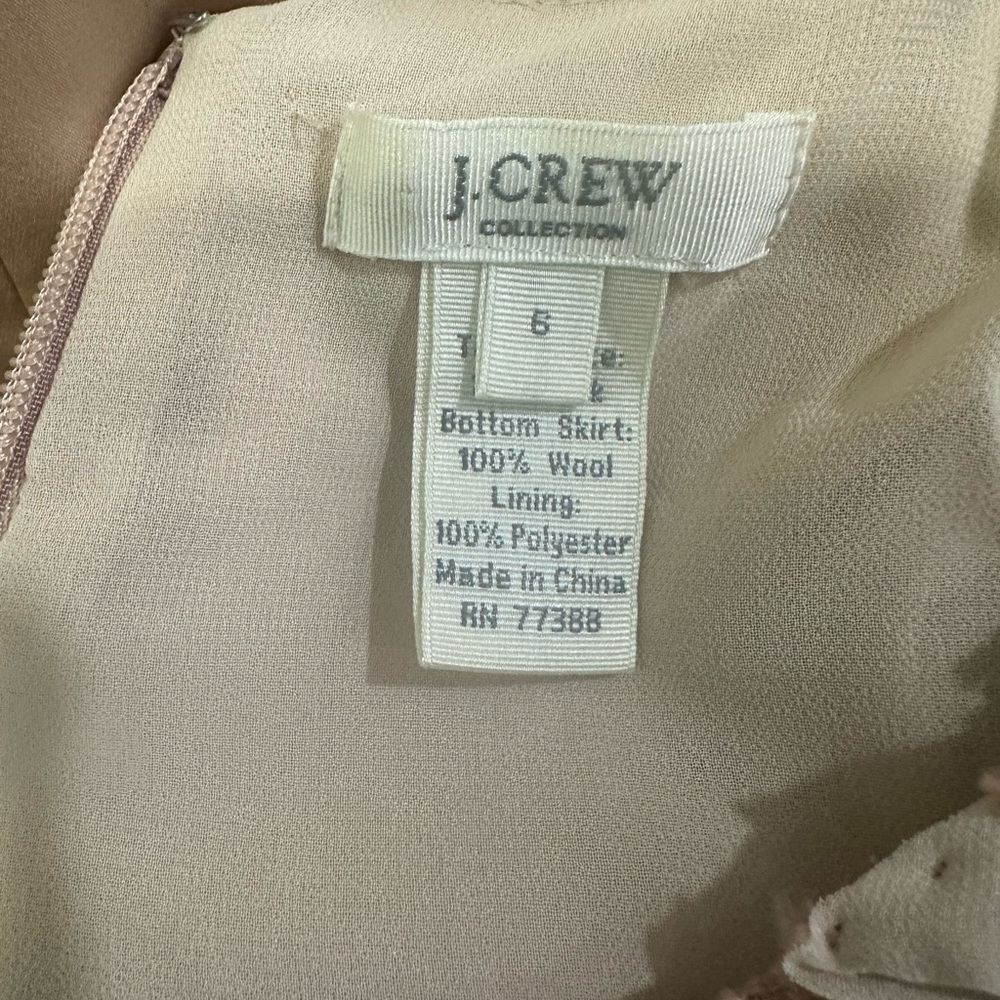 J. Crew Collection Cream Sheath Dress Silk/Wool Blend Sz 6 - Picture 3 of 5